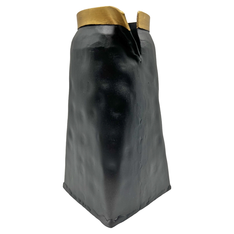 Bergamo Art 8 Inch Tall Aluminum Modern Black Vase