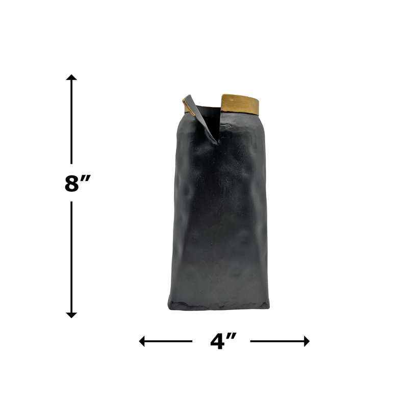 Bergamo Art 8 Inch Tall Aluminum Modern Black Vase