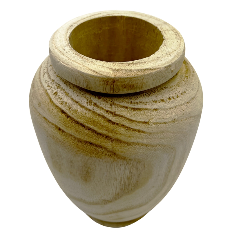 Set of Decorative Wood Vase in Brown with Real Preserved Mixed Bouquets
