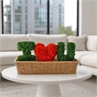 I Heart / Love You  Preserved Bowl Filler Set Romantic Floral Decor- Green Red