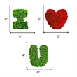 I Heart / Love You  Preserved Bowl Filler Set Romantic Floral Decor- Green Red