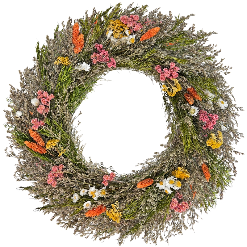 Preserved Botanical Wreath Green Natural Mixed Blooms