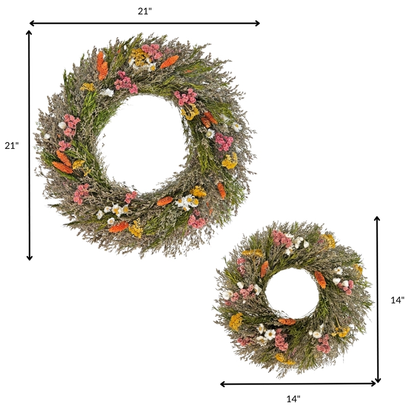 Preserved Botanical Wreath Green Natural Mixed Blooms