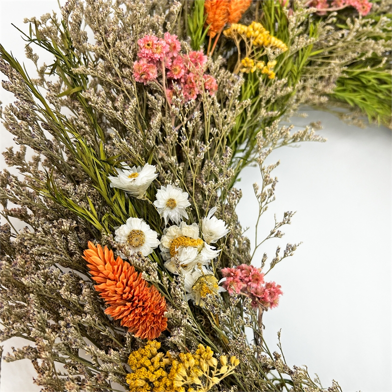 Preserved Botanical Wreath Green Natural Mixed Blooms