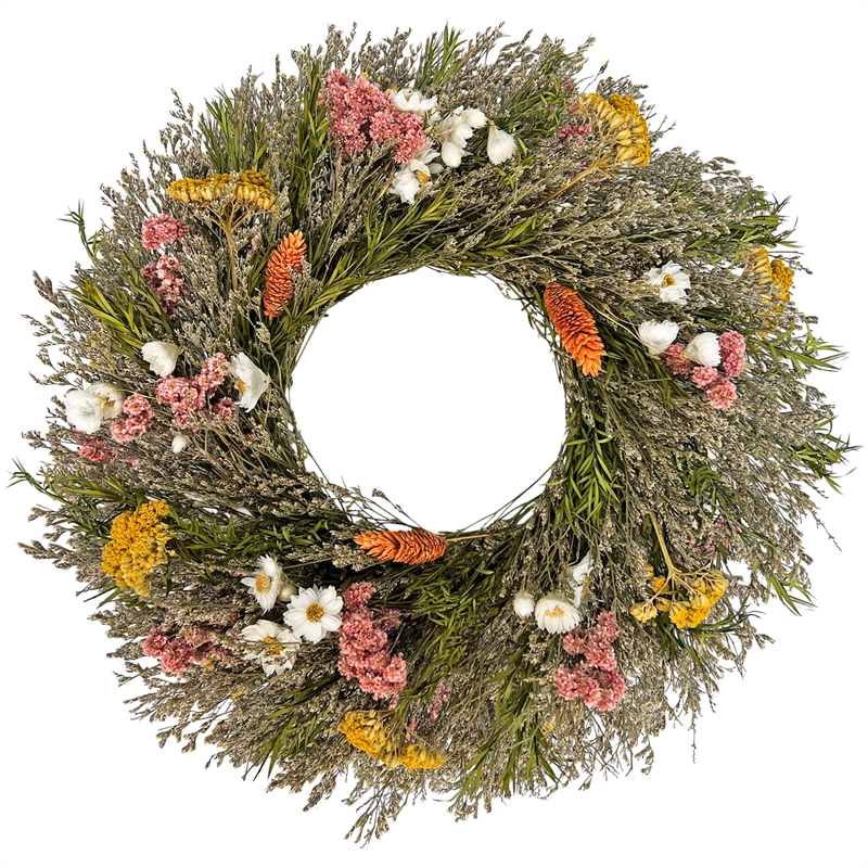 Preserved Botanical Wreath Green Natural Mixed Blooms
