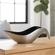 18 inch Aluminum Leaf Boat Bowl Silver & Black Matte Centerpiece