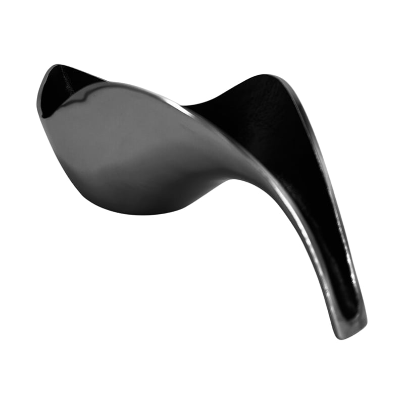 18 inch Aluminum Leaf Boat Bowl Silver & Black Matte Centerpiece