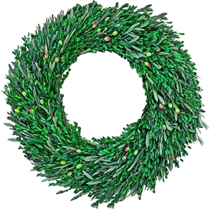 Preserved Dried Olive Leaf and Boxwood Wreath 30 Inch