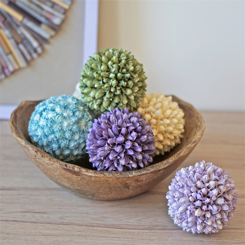 Handmade Preserved Topiary Balls Set of 6 Decorative Floral Orbs