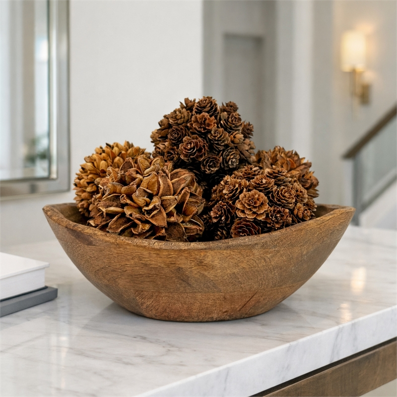 Handmade Natural & Preserved Topiary Balls Bowl Filler Orbs In Brown Set Of 6