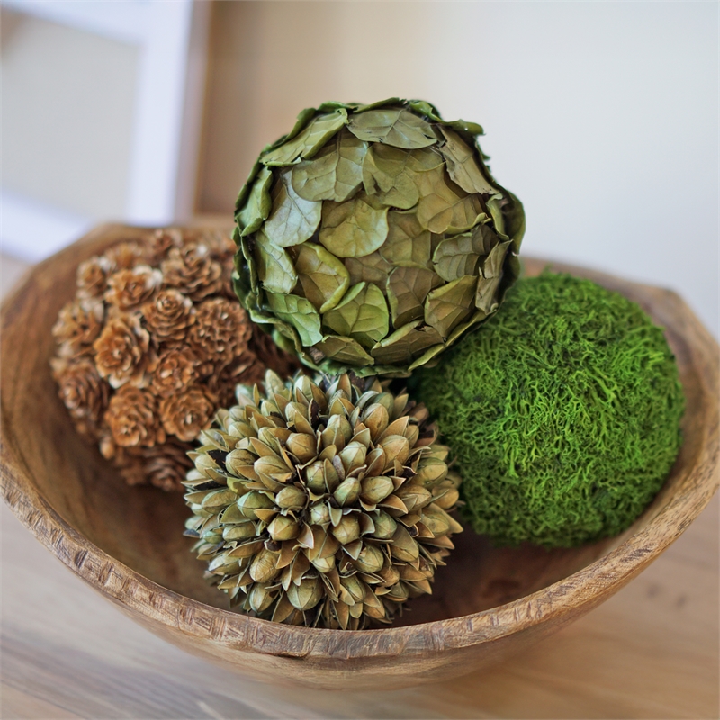 Handmade Preserved Topiary Balls Set of 6 Decorative Floral Orbs