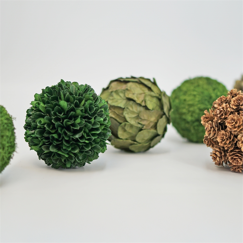 Handmade Preserved Topiary Balls Set of 6 Decorative Floral Orbs