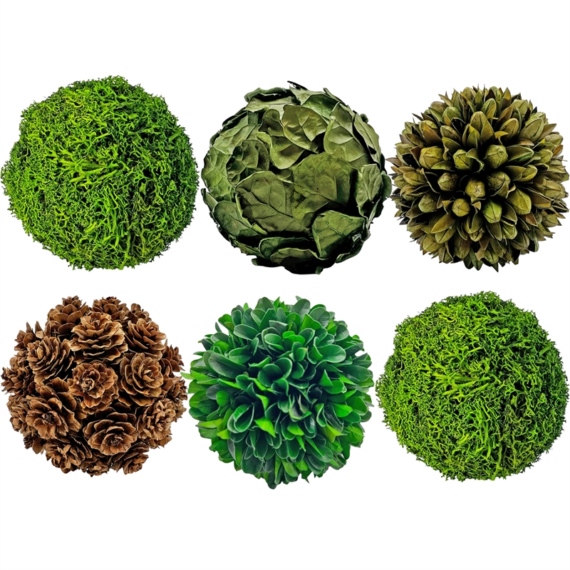 Handmade Preserved Topiary Balls Set of 6 Decorative Floral Orbs