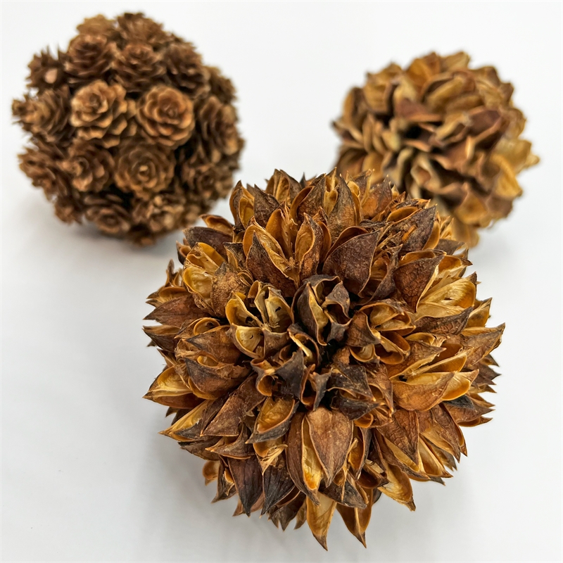 Handmade Preserved Topiary Balls Set of 9 Decorative Floral Orbs