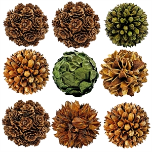 Handmade Preserved Topiary Balls Set of 9 Decorative Floral Orbs