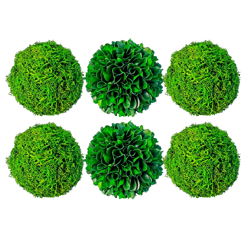 Handmade Preserved Topiary Green Balls Decorative Bowl Filler Orbs Set Of 6