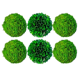 Handmade Preserved Topiary Green Balls Decorative Bowl Filler Orbs Set Of 6