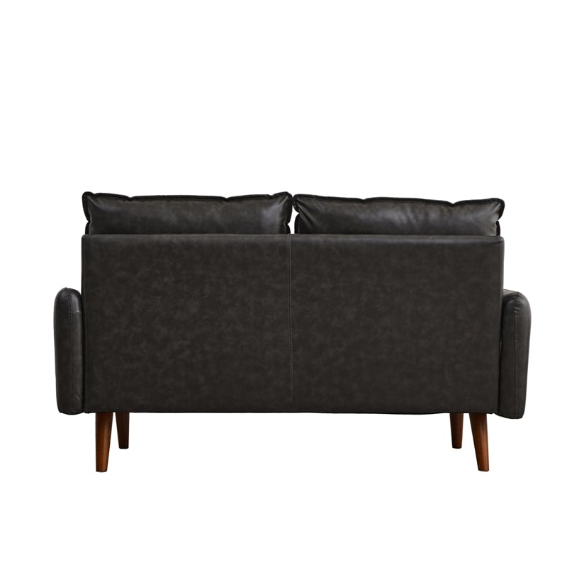 GOOEEN Faux Leather Loveseat Modern Sofa for Living Room/Office Gray