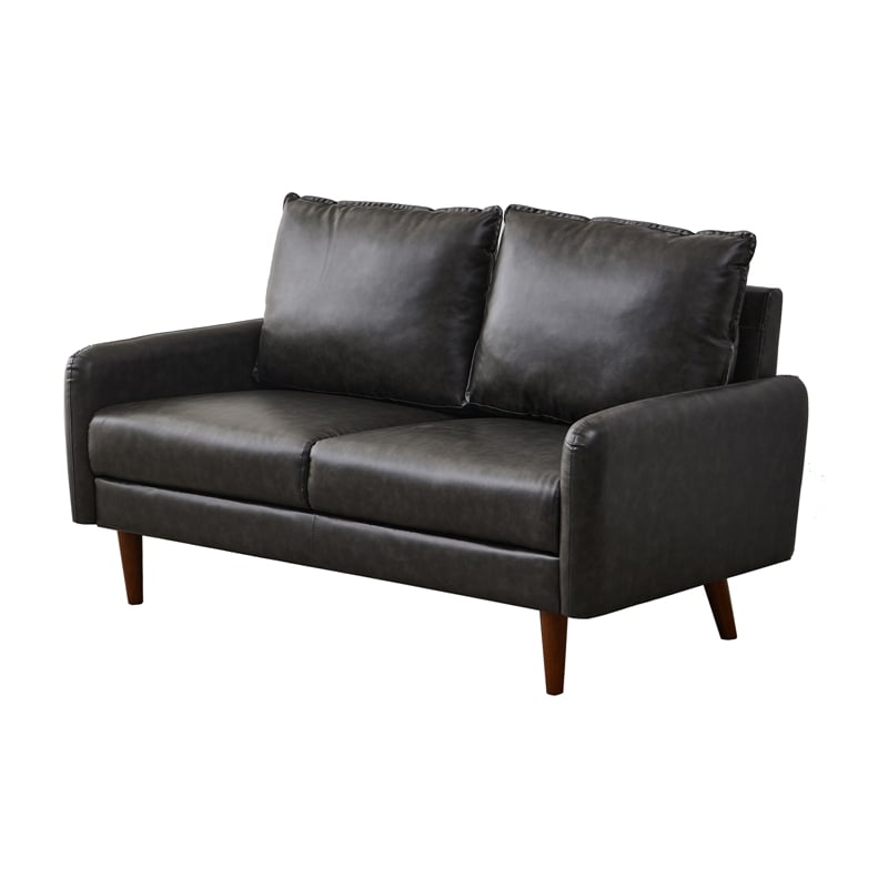 GOOEEN Faux Leather Loveseat Modern Sofa for Living Room/Office Gray