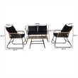 4-Piece Outdoor Furniture Set Rattan Wicker Patio Conversation Bistro Set &Table