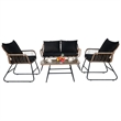 4-Piece Outdoor Furniture Set Rattan Wicker Patio Conversation Bistro Set &Table