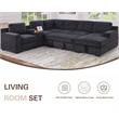 GOOEEN Modern Chenille Sofa 6-Seater Living Room Set Pull Out Sofa Bed-Dark Gray