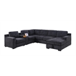 GOOEEN Modern Chenille Sofa 6-Seater Living Room Set Pull Out Sofa Bed-Dark Gray