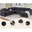 GOOEEN Modern Chenille Sofa 6-Seater Living Room Set Pull Out Sofa Bed-Dark Gray