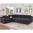 GOOEEN Modern Chenille Sofa 6-Seater Living Room Set Pull Out Sofa Bed-Dark Gray