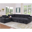 GOOEEN Modern Chenille Sofa 6-Seater Living Room Set Pull Out Sofa Bed-Dark Gray