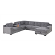 GOOEEN Modern Chenille Sofa 6-Seater Living Room Set Pull Out Sofa Bed-Light Gray