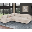GOOEEN Modern Chenille Sofa 6-Seater Living Room Set Pull Out  Sofa Bed-Beige
