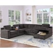 GOOEEN Modern Chenille Sofa 6-Seater Living Room Set Pull Out  Sofa Bed-Brown