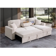 GOOEEN Chenille Pull Out Sofa Bed Modern L-Shaped Sleeper Sofa Beige