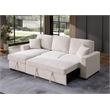 GOOEEN Chenille Pull Out Sofa Bed Modern L-Shaped Sleeper Sofa Beige