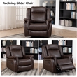 GOOEEN 3-Piece Living Room Set Brown Faux Leather Reclining Sofa Loveseat Chair