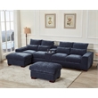GOOEEN Modern Sectional Sofa Chenille Living Room Set with Console Dark Grey