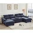 GOOEEN Modern Sectional Sofa Chenille Living Room Set with Console Dark Grey
