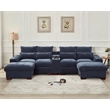 GOOEEN Modern Sectional Sofa Chenille Living Room Set with Console Dark Grey