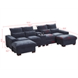 GOOEEN Modern Sectional Sofa Chenille Living Room Set with Console Dark Grey