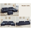 GOOEEN Modern Sectional Sofa Chenille Living Room Set with Console Dark Grey
