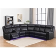 Power Reclining Sectional Faux Leather Sofa Speaker LED Strip Black