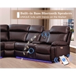 GOOEEN Power Reclining Sofa Brown Faux Leather Living Room Set Bluetooth Speaker