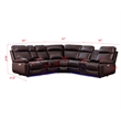 GOOEEN Power Reclining Sofa Brown Faux Leather Living Room Set Bluetooth Speaker
