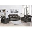 3-Piece Living Room Set Faux Leather Reclining  Sofa Set Drop Down Table Gray