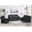 3-Piece Living Room Set Faux Leather Reclining Sofa Set Drop Down Table Black