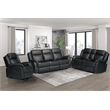 3-Piece Living Room Set Faux Leather Reclining Sofa Set Drop Down Table Black