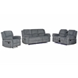 3-Piece Reclining Corduroy Sofa Set LED Strip & Speaker Gray