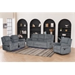 3-Piece Reclining Corduroy Sofa Set LED Strip & Speaker Gray