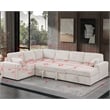Modern Sleeper Sofa Set with Pull Out Bed Storage Chaise Fabric Beige